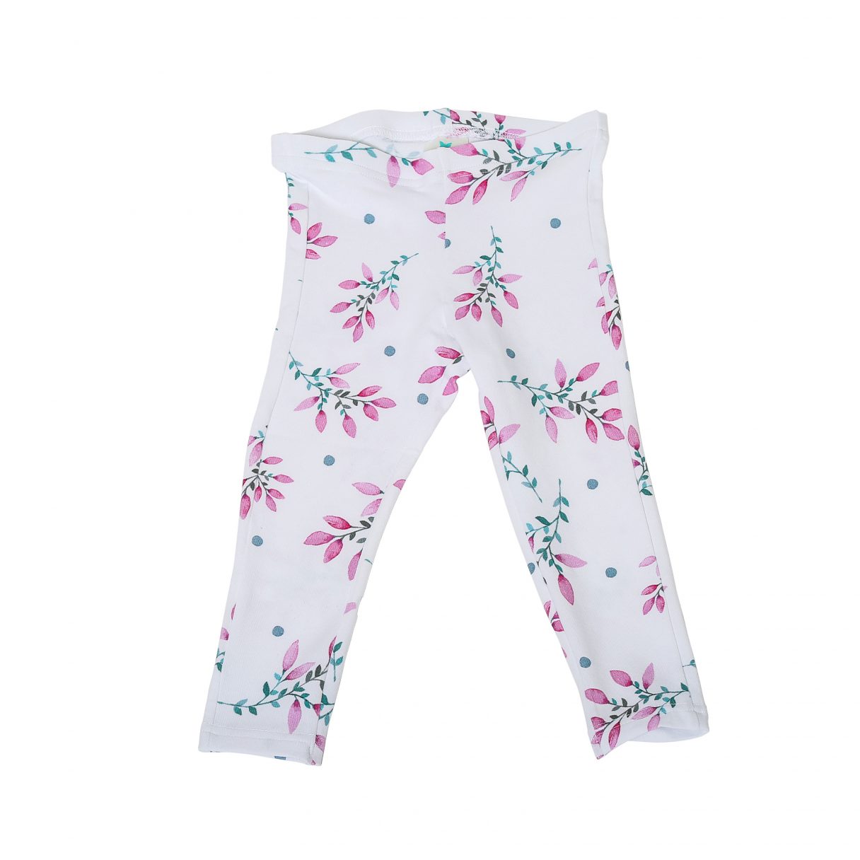 Baby leggings organic cotton pink flowers